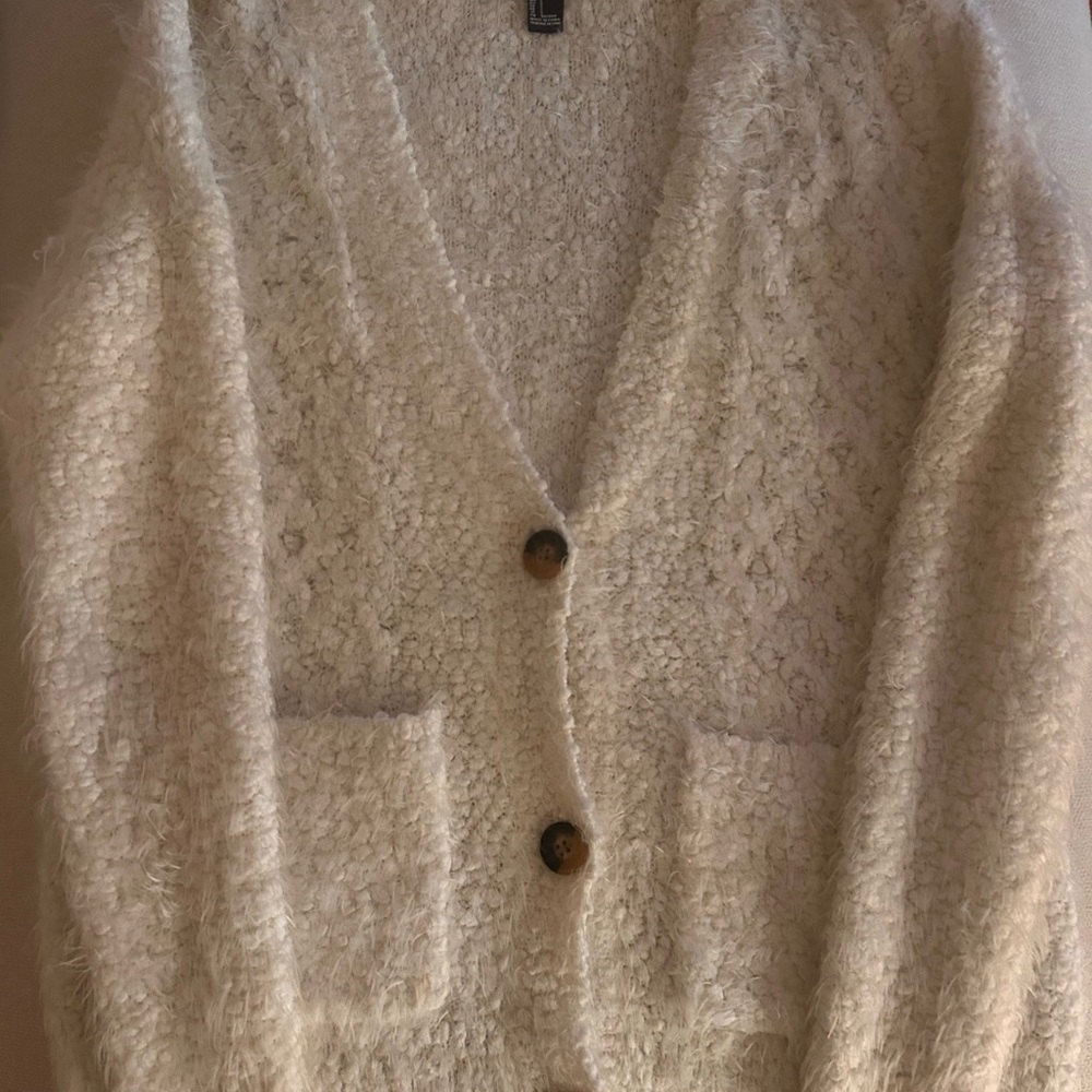 Forever 21 Cream Textured Cardigan